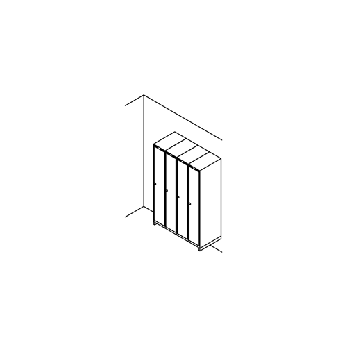 Garderobeskab v�gh�ngt, lige tag, 4x1, 1200 mm