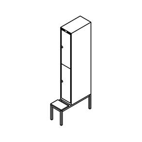Garderobeboks forst. b�nkstel, lige tag, 1x2, 300 mm