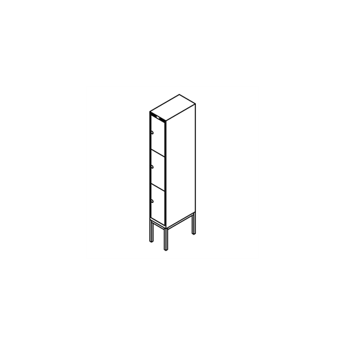 Garderobeboks forst. r�rsokkel, lige tag, 1x3, 300 mm