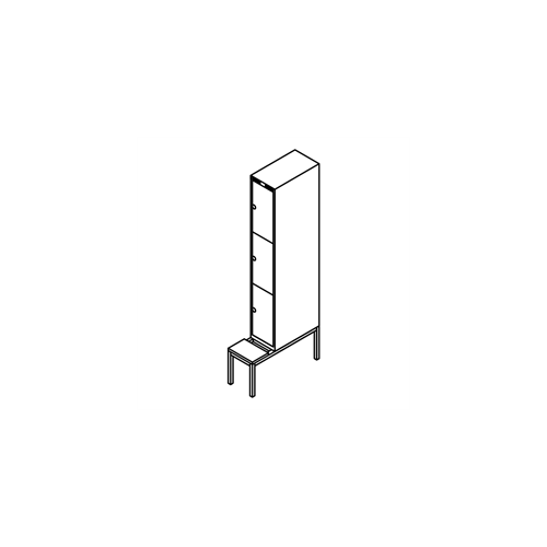 Garderobeboks forst. b�nkstel, lige tag, 1x3, 300 mm