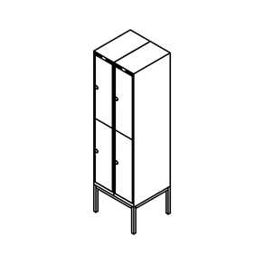 Garderobeboks forst. r�rsokkel, lige tag, 2x2, 600 mm