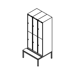 Garderobeboks forst. b�nkstel, lige tag, 3x2, 900 mm