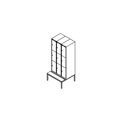 Garderobeboks forst. b�nkstel, lige tag, 3x3, 900 mm