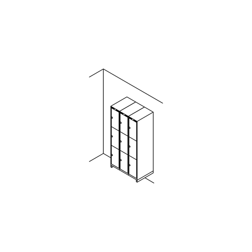 Garderobeboks forst. v�gh�ngt, lige tag, 3x3, 900 mm