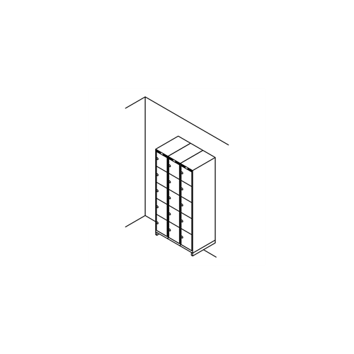 Garderobeboks forst. v�gh�ngt, lige tag, 3x5, 900 mm