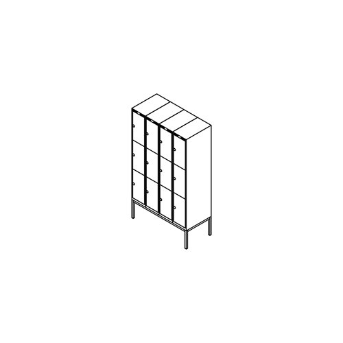 Garderobeboks forst. r�rsokkel, lige tag, 4x3, 1200 mm
