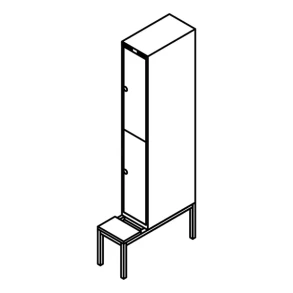 Garderobeboks forst. b�nkstel, lige tag, 1x2, 300 mm
