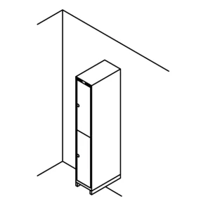 Garderobeboks forst. v�gh�ngt, lige tag, 1x2, 300 mm