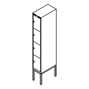 Garderobeboks forst. r�rsokkel, lige tag, 1x4, 300 mm