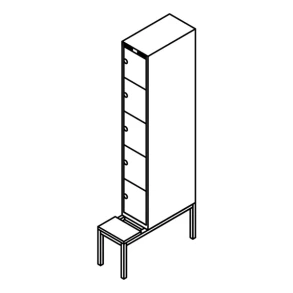 Garderobeboks forst. b�nkstel, lige tag, 1x5 300 mm