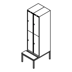 Garderobeboks forst. b�nkstel, lige tag, 2x2, 600 mm