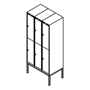 Garderobeboks forst. r�rsokkel, lige tag, 3x2, 900 mm