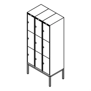 Garderobeboks forst. r�rsokkel, lige tag, 3x3, 900 mm