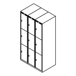 Garderobeboks forst. u/ben, lige tag, 3x3, 900 mm