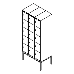 Garderobeboks forst. r�rsokkel, lige tag, 3x5, 900 mm