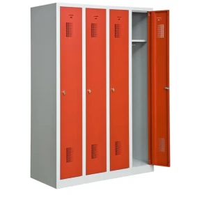 Garderobeskab KS340 4/1, gr�/r�d