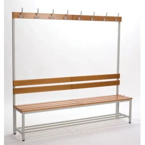 Omkl�dningsb�nk m/rygl�n & krogliste 1500mm