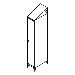 Garderobeskab m/ben, skr�tag, 1x1, 300 mm