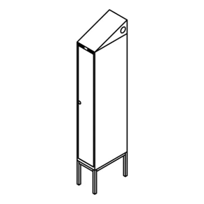 Garderobeskab r�rsokkel, skr�tag, 1x1, 300 mm