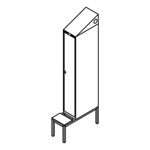 Garderobeskab b�nkstel, skr�tag, 1x1, 300 mm