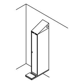 Garderobeskab v�gh. m/b�nk, skr�tag, 1x1, 300 mm