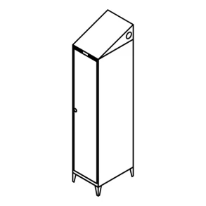 Garderobeskab m/ben, skr�tag, 1x1, 400 mm