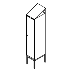 Garderobeskab r�rsokkel, skr�tag, 1x1, 400 mm