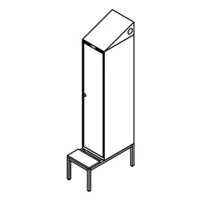 Garderobeskab b�nkstel, skr�tag, 1x1, 400 mm