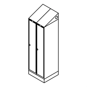 Garderobeskab sokkel, skr�tag, 2x1, 600 mm