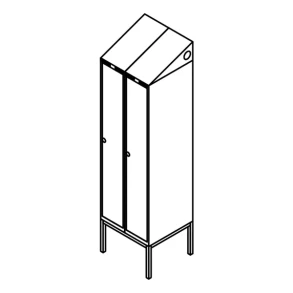 Garderobeskab r�rsokkel, skr�tag, 2x1, 600 mm