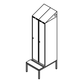 Garderobeskab b�nkstel, skr�tag, 2x1, 600 mm