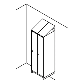 Garderobeskab v�gh�ngt, skr�tag, 2x1, 600 mm