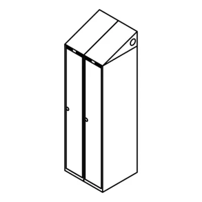 Garderobeskab u/ben, skr�tag, 2x1, 600 mm