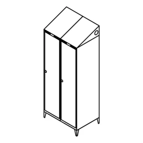 Garderobeskab m/ben, skr�tag, 2x1, 800 mm