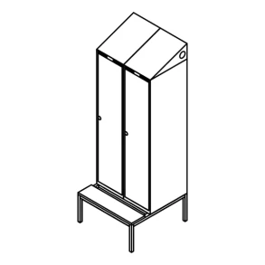 Garderobeskab b�nkstel, skr�tag, 2x1, 800 mm
