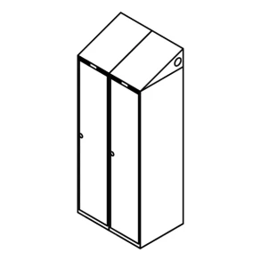 Garderobeskab u/ben, skr�tag, 2x1, 800 mm