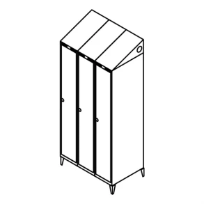 Garderobeskab m/ben, skr�tag, 3x1, 900 mm