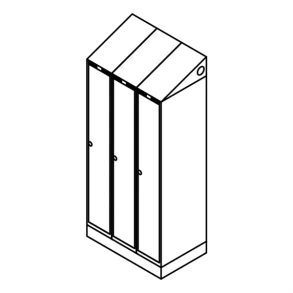 Garderobeskab sokkel, skr�tag, 3x1, 900 mm