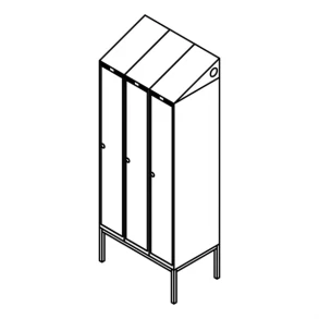 Garderobeskab r�rsokkel, skr�tag, 3x1, 900 mm