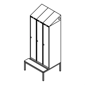 Garderobeskab b�nkstel, skr�tag, 3x1, 900 mm