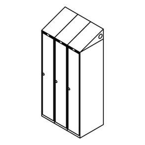 Garderobeskab u/ben, skr�tag, 3x1, 900 mm