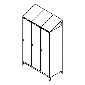 Garderobeskab m/ben, skr�tag, 3x1, 1200 mm