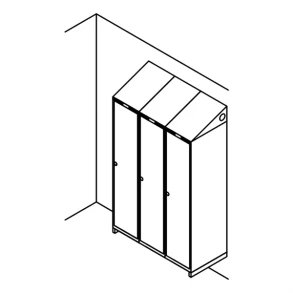 Garderobeskab v�gh�ngt, skr�tag, 3x1, 1200 mm