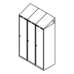 Garderobeskab u/ben, skr�tag, 3x1, 1200 mm