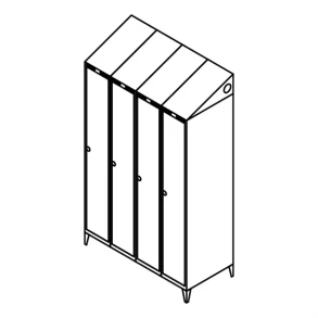 Garderobeskab m/ben, skr�tag, 4x1, 1200 mm