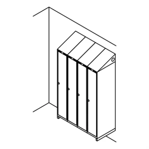 Garderobeskab v�gh�ngt, skr�tag, 4x1, 1200 mm