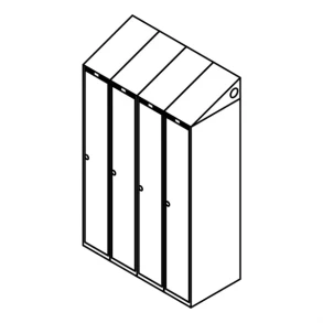 Garderobeskab u/ben, skr�tag, 4x1, 1200 mm