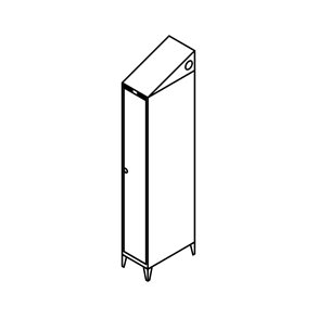 Garderobeskab m/ben, skr�tag, 1x1, 300 mm