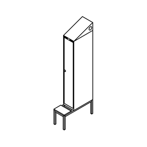 Garderobeskab b�nkstel, skr�tag, 1x1, 300 mm