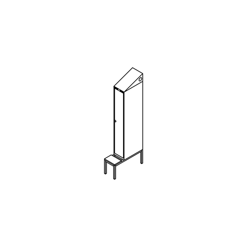 Garderobeskab b�nkstel, skr�tag, 1x1, 300 mm